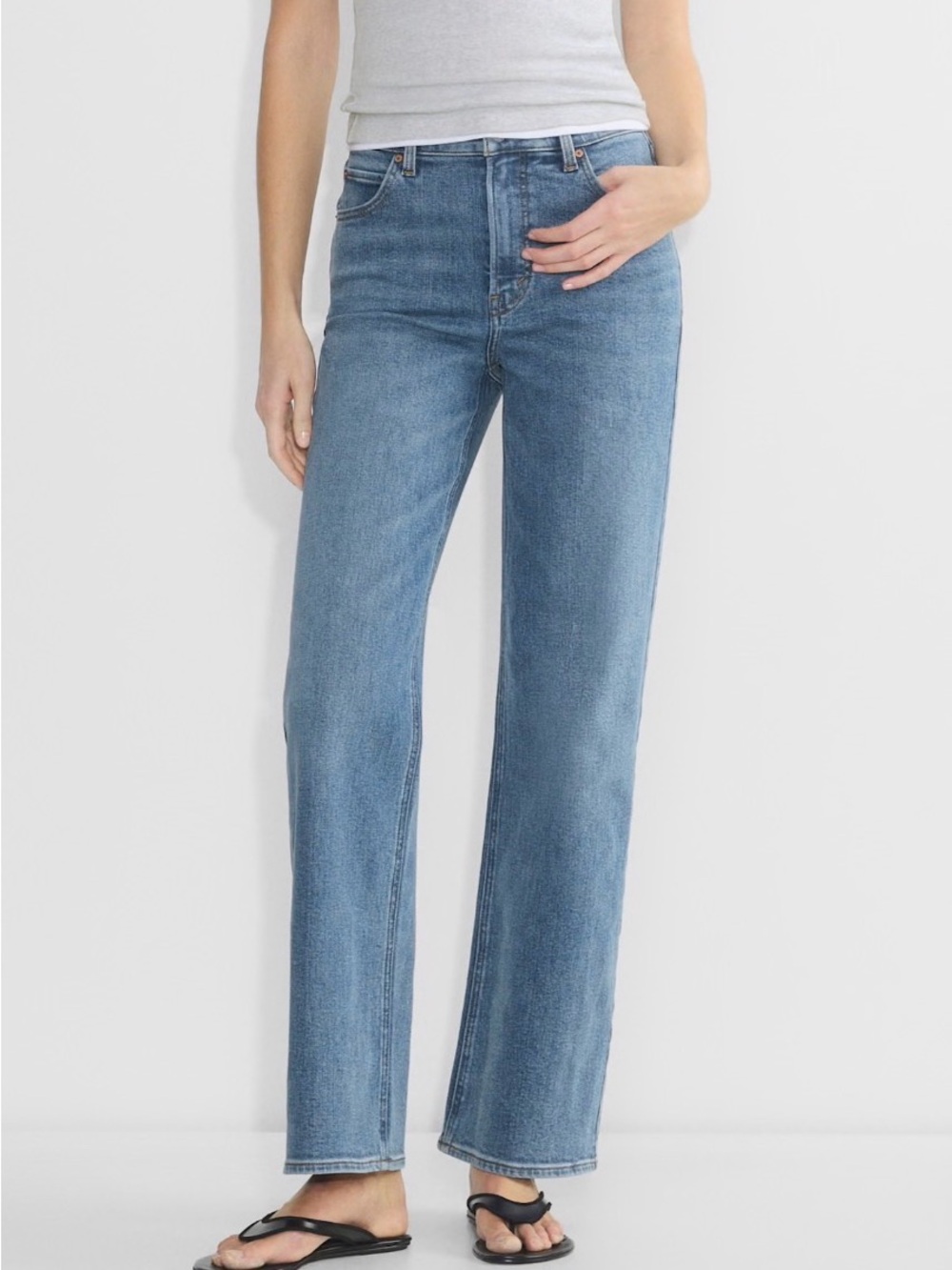 NWOT Denim Forum The 90’s Snatched Hi-rise Wide Jean in Seeing Bleu Again